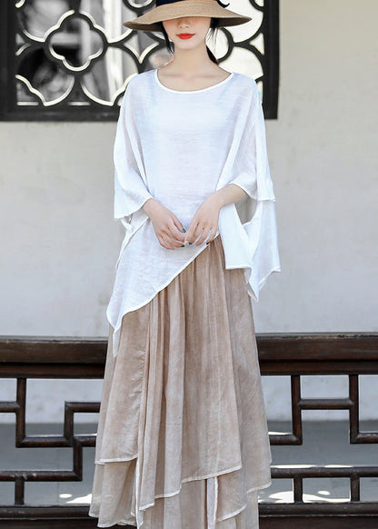 Lose Schwarze O Neck Asymmetrische Baumwolle T Shirt Tops Sommer