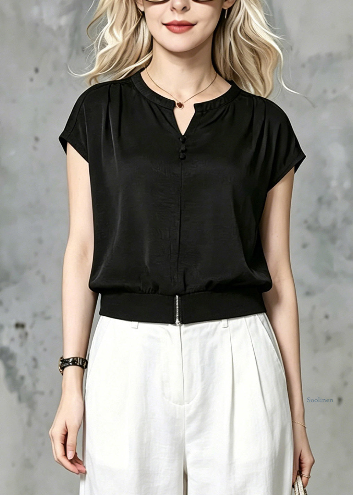 Loose Black O-Neck Solid T Shirt Summer