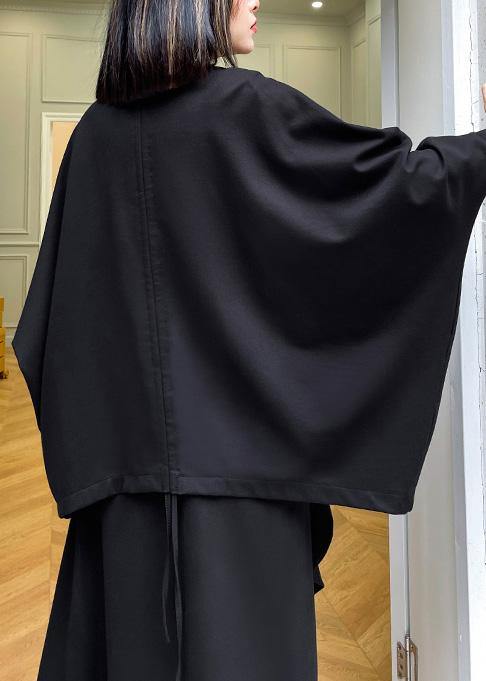 Loose Black Pockets Zippered Jackets Spring - SooLinen