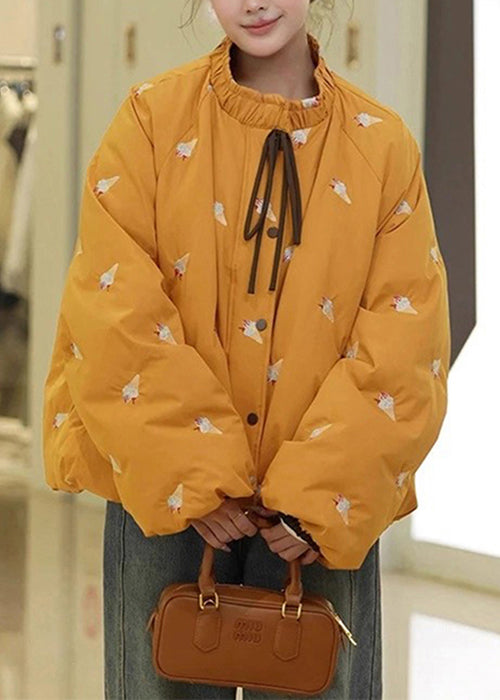 Abrigo acolchado de plumón de pato con estampado arrugado negro suelto para invierno