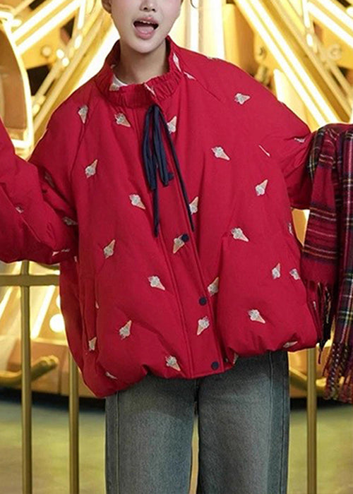 Abrigo acolchado de plumón de pato con estampado arrugado negro suelto para invierno