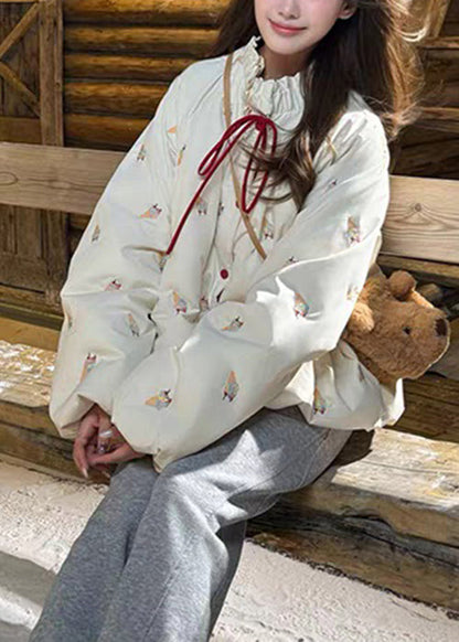 Abrigo acolchado de plumón de pato con estampado arrugado negro suelto para invierno