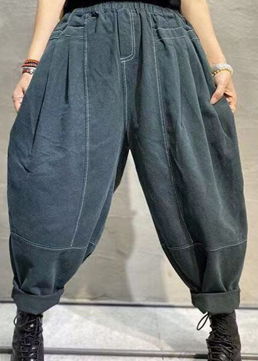 Lose Schwarze hohe Taille Patchwork Baumwolle Hose Frühling