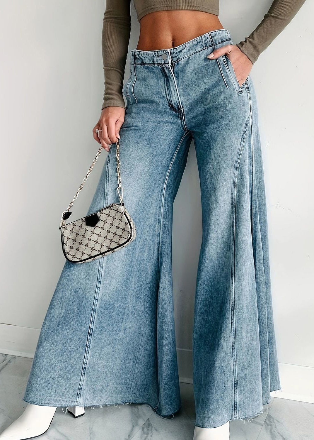 Loose Blue High Waist Wide Leg Jeans