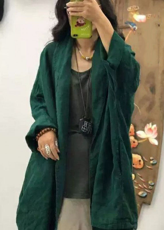 Lose Schokolade Tasche Peter Pan Kragen Leinen Mäntel Langarm