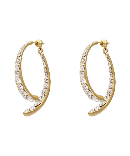 Pendientes de aro con cola de pez y circonitas en forma de cruz, sueltos, de plata de ley y oro sobredorado