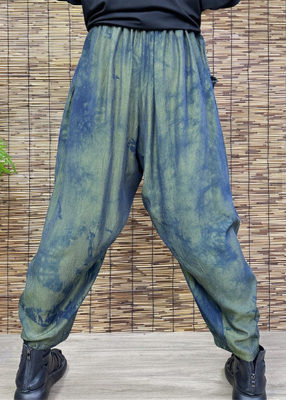 Pantalones harén holgados con estampado verde de verano