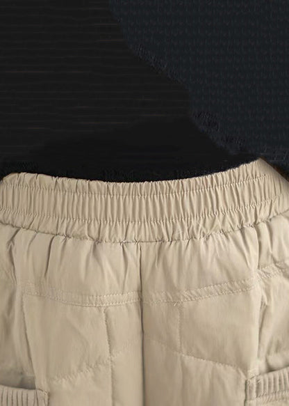 Pantalones holgados de algodón a cuadros con bolsillos color caqui para invierno