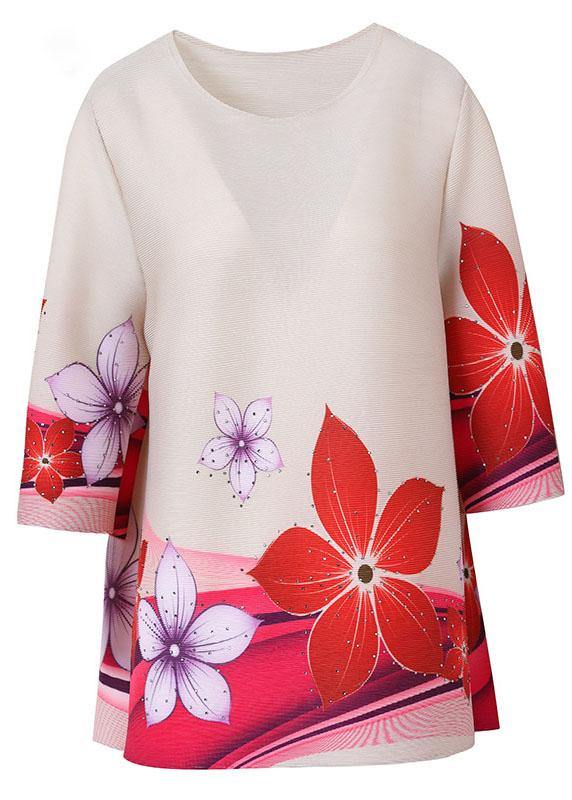 Cute Pink Floral Women Blouse Plus Size Shirts - SooLinen