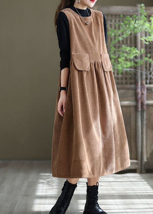 Loses helloranges O-Ausschnitt Patchwork Cord Partykleid ärmellos