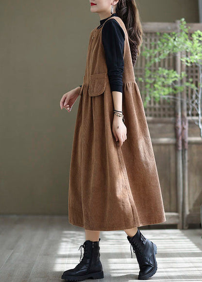 Loses helloranges O-Ausschnitt Patchwork Cord Partykleid ärmellos