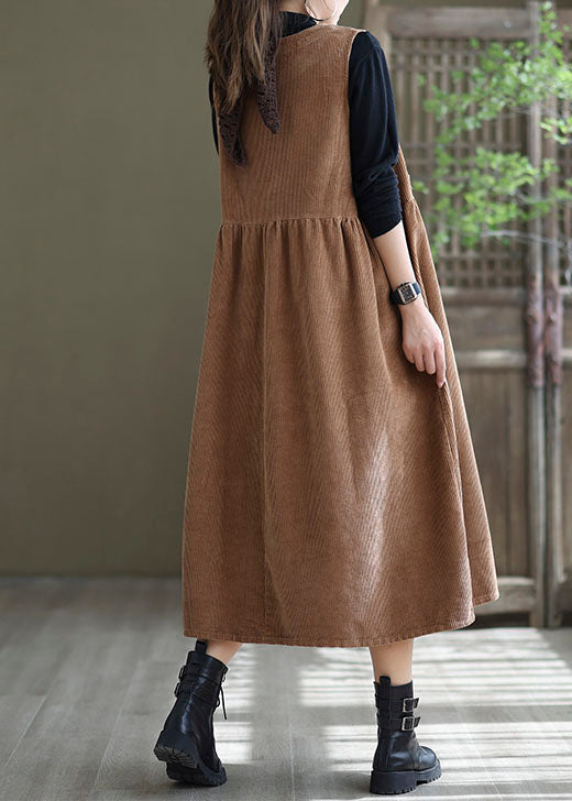 Loses helloranges O-Ausschnitt Patchwork Cord Partykleid ärmellos