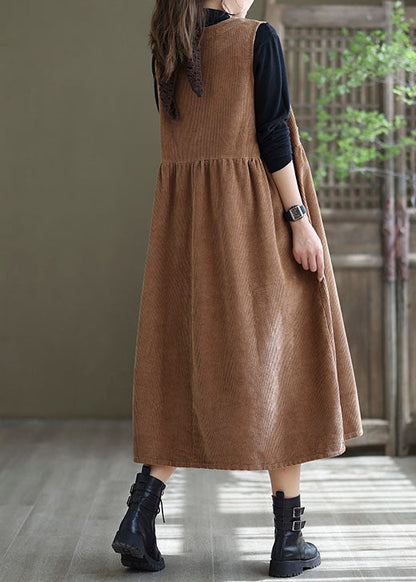 Loses helloranges O-Ausschnitt Patchwork Cord Partykleid ärmellos