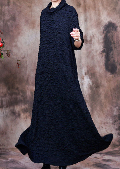 Lockere Marineblaue Rollkragen-Maxikleider Frühling