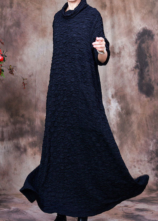 Lockere Marineblaue Rollkragen-Maxikleider Frühling