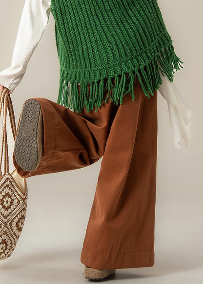 Weit geschnittene, orangefarbene Baumwollhose mit Kordelzug und weitem Bein für den Frühling