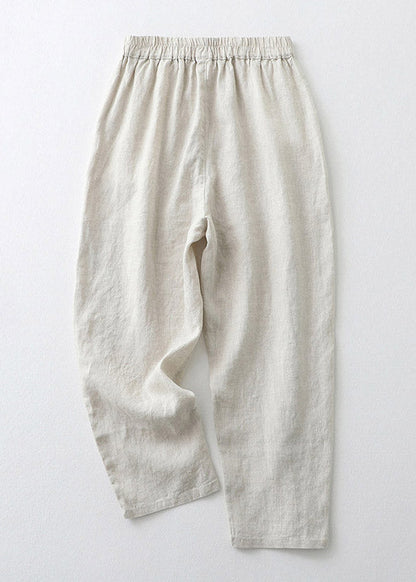 Pantalones Harem de Algodón con Cintura Elástica y Bordado Naranja Sueltos para Verano