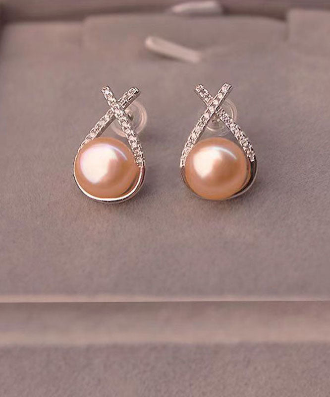 Pendientes sueltos de jade y circonita de plata de ley naranja