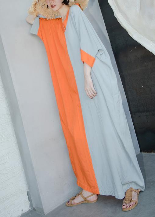 Loose Orange Summer Caftan Plus Size Dress - SooLinen