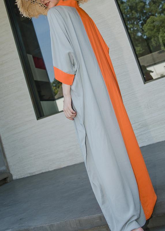 Loose Orange Summer Caftan Plus Size Dress - SooLinen