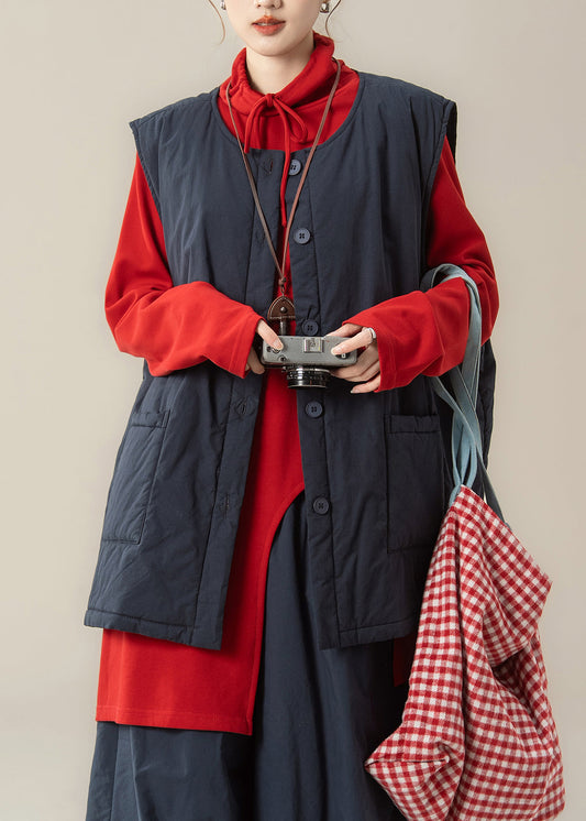 Blusas sueltas de algodón con cordón asimétrico rojo para primavera