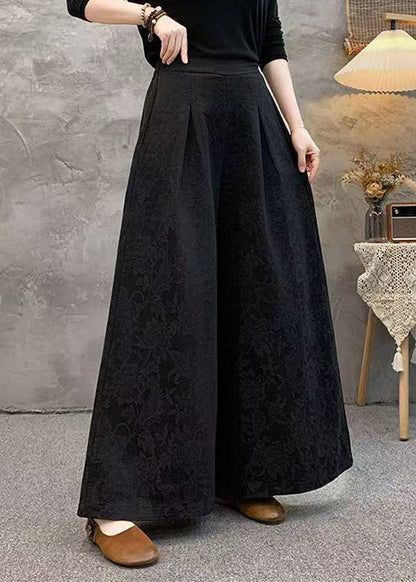 Weit geschnittene, rote Jacquard-Seidenhose mit Taschen und weitem Bein für den Herbst