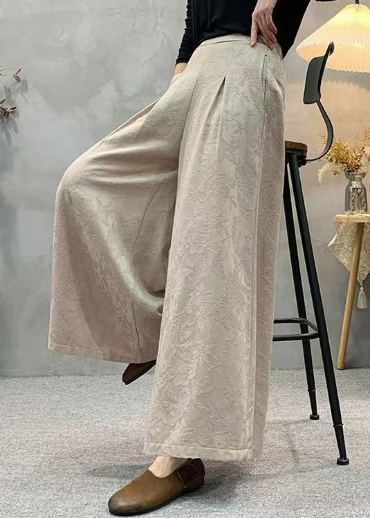 Weit geschnittene, rote Jacquard-Seidenhose mit Taschen und weitem Bein für den Herbst