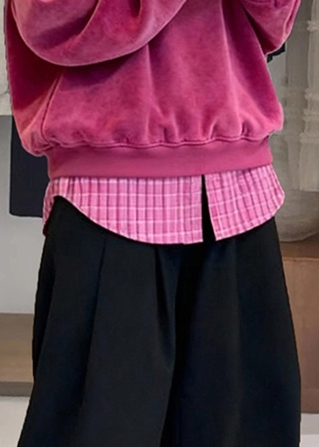 Locker geschnittenes Cord-Sweatshirt mit Peter-Pan-Kragen und Patchwork-Optik (zweiteilig) für den Winter