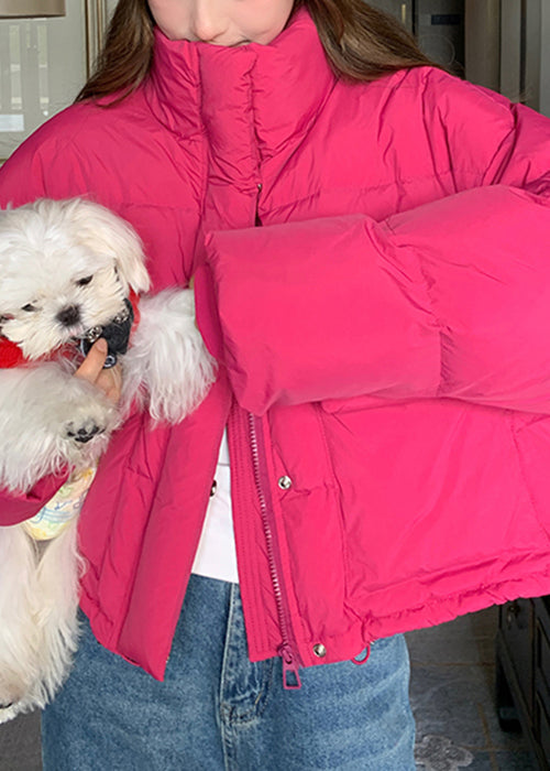 Locker geschnittener Wintermantel mit Stehkragen, Taschen, Kordelzug und Entendaunen