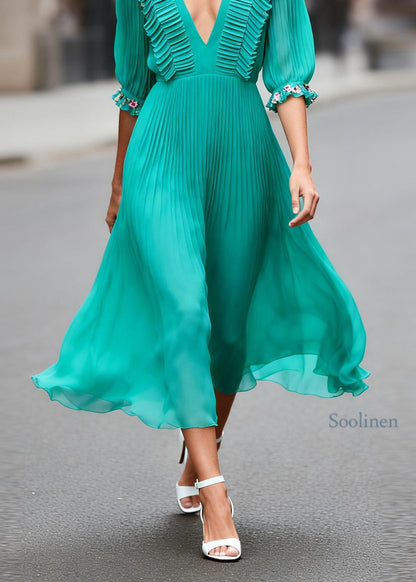 Loose Ruffled Floral Patchwork Chiffon Long Dress Summer