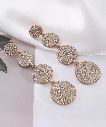 Loose Silk Alloy Zircon Rotundity Tassel Drop Earrings