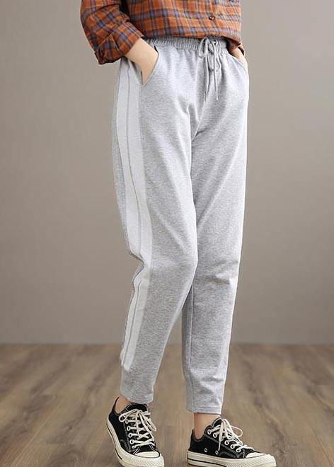 Loose Spring Wild Pants Clothing Light Gray Gifts Elastic Waist Women Pants - SooLinen