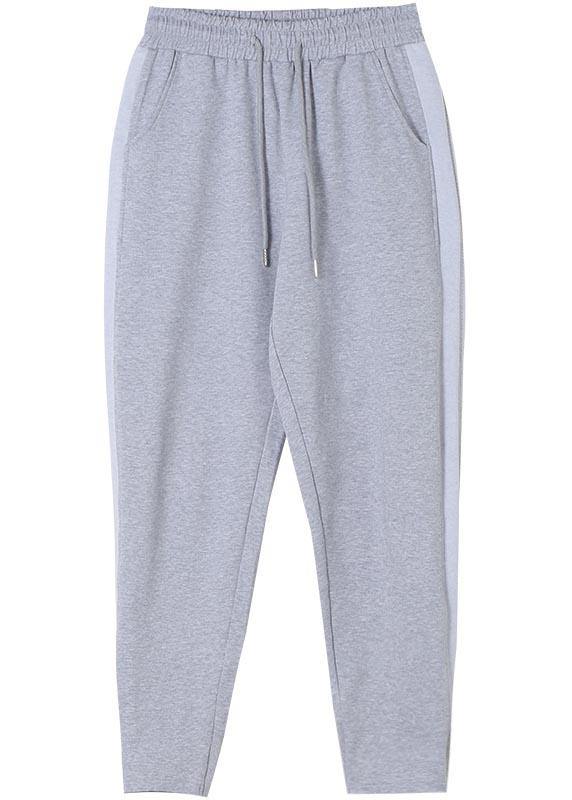 Loose Spring Wild Pants Clothing Light Gray Gifts Elastic Waist Women Pants - SooLinen