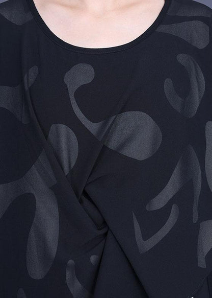 Loose White Elegant Print Patchwork Summer Silk Long Dresses - SooLinen