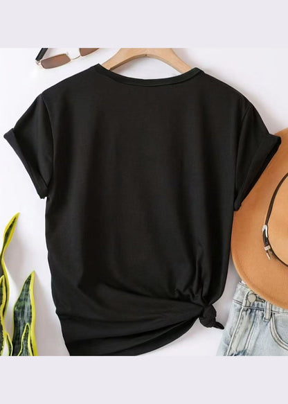 Camiseta holgada blanca de algodón con cuello redondo y estampado de perro para verano