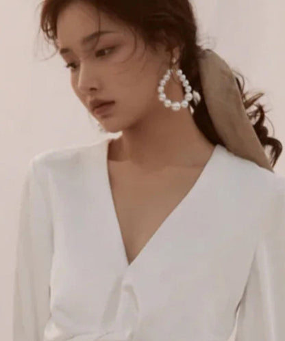 Pendientes de gota de agua con perla blanca suelta