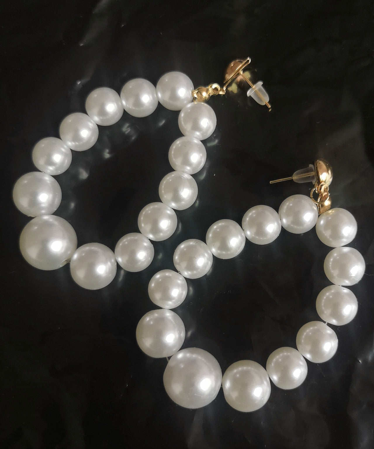 Pendientes de gota de agua con perla blanca suelta