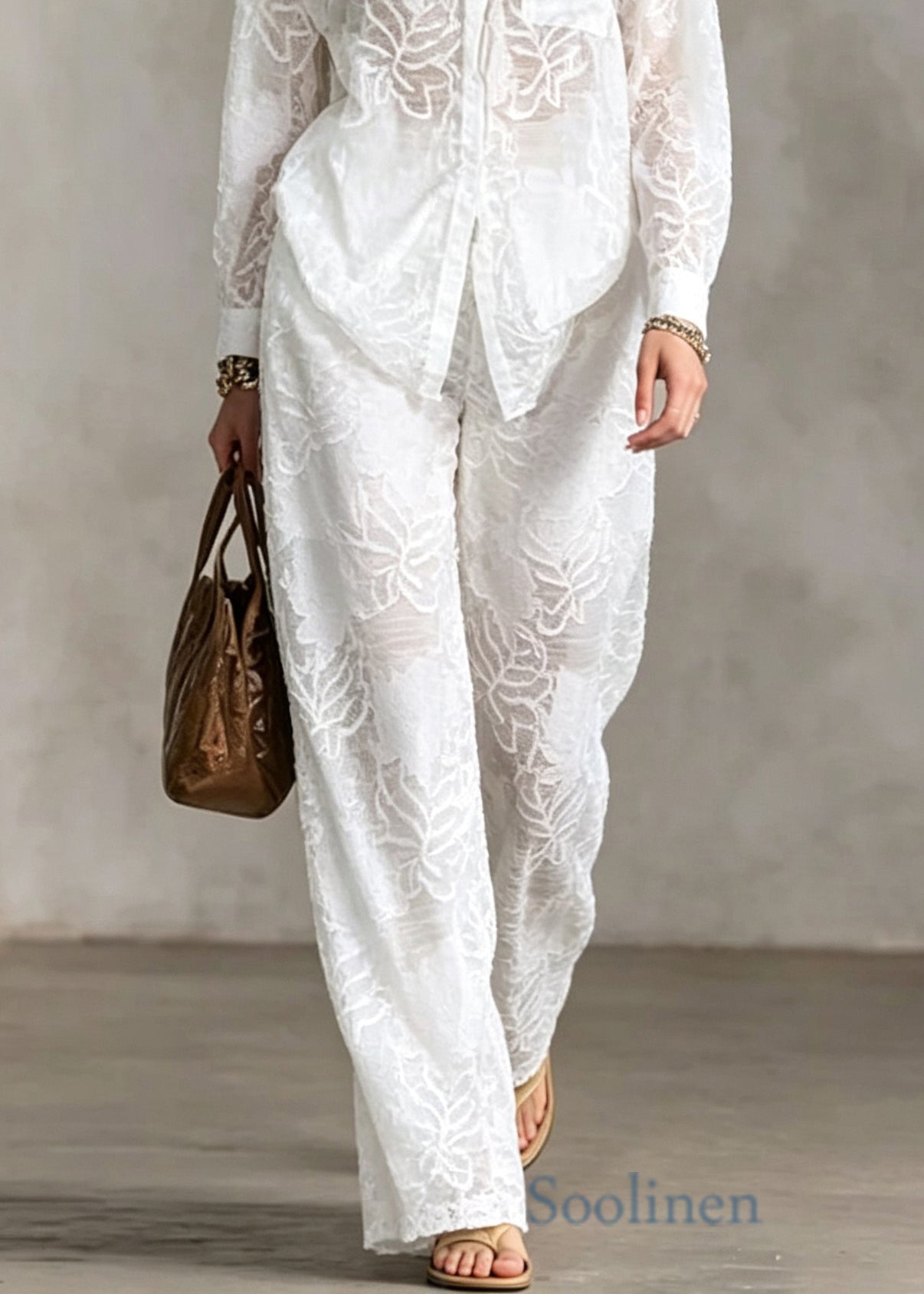 Loose White Peter Pan Collar Cotton Two Piece Set Outfits Long Sleeve