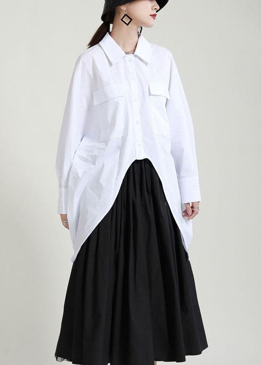 Lose Weiße taste low high design Peter Pan Kragen Blusen Frühling