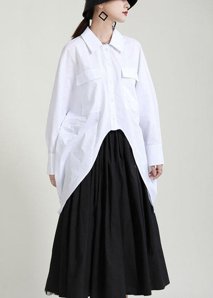 Lose Weiße taste low high design Peter Pan Kragen Blusen Frühling