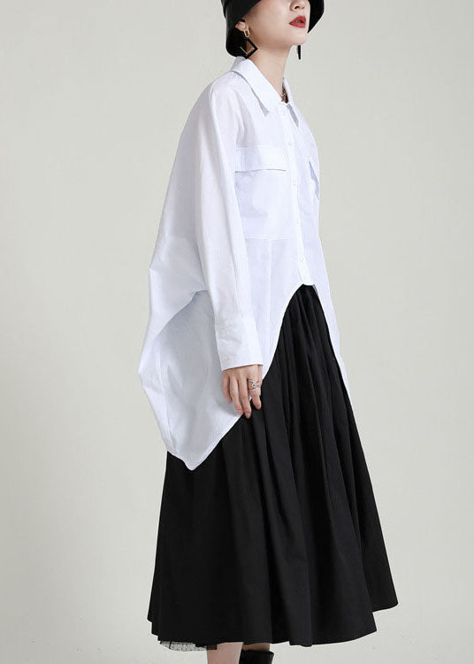 Lose Weiße taste low high design Peter Pan Kragen Blusen Frühling