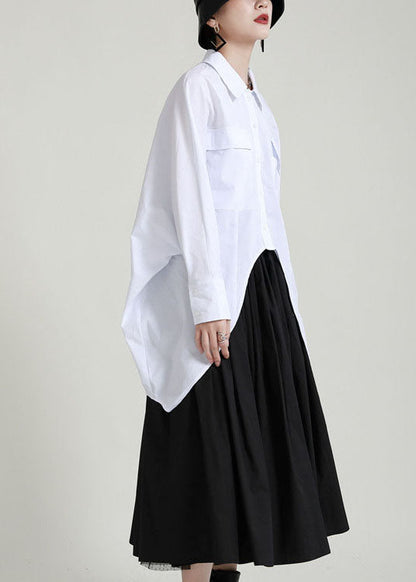 Lose Weiße taste low high design Peter Pan Kragen Blusen Frühling