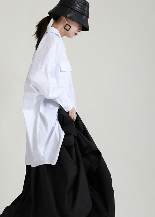 Lose Weiße taste low high design Peter Pan Kragen Blusen Frühling