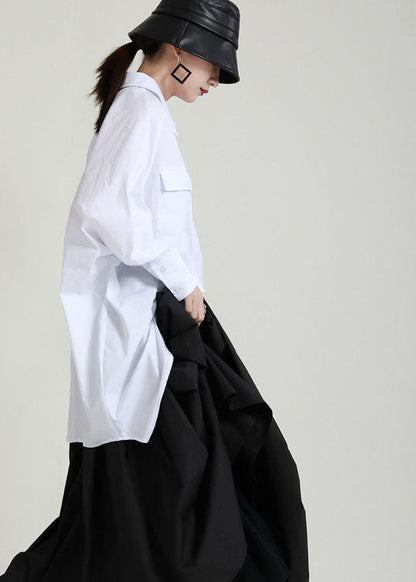 Lose Weiße taste low high design Peter Pan Kragen Blusen Frühling