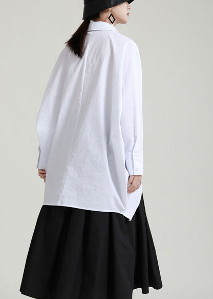 Lose Weiße taste low high design Peter Pan Kragen Blusen Frühling