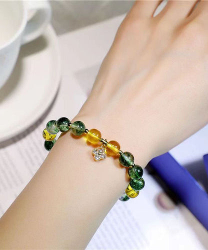 Pulsera acogedora de cristal verde amarillo suelto