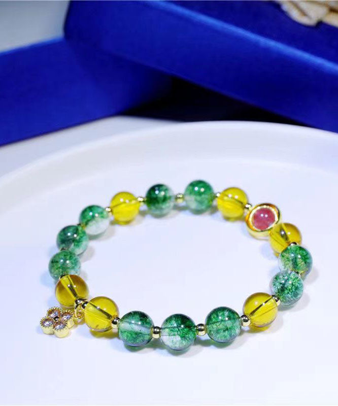 Pulsera acogedora de cristal verde amarillo suelto