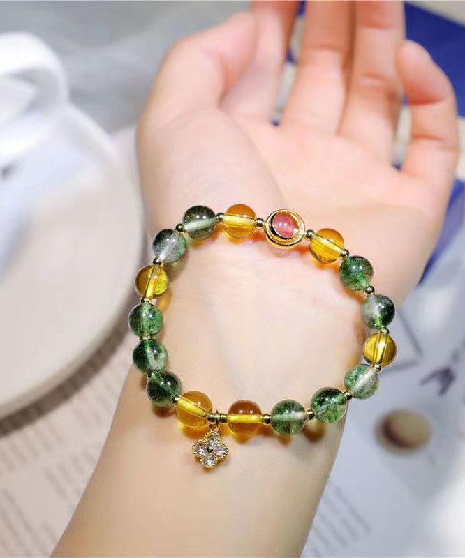 Pulsera acogedora de cristal verde amarillo suelto