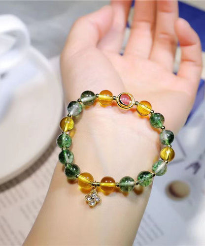 Pulsera acogedora de cristal verde amarillo suelto