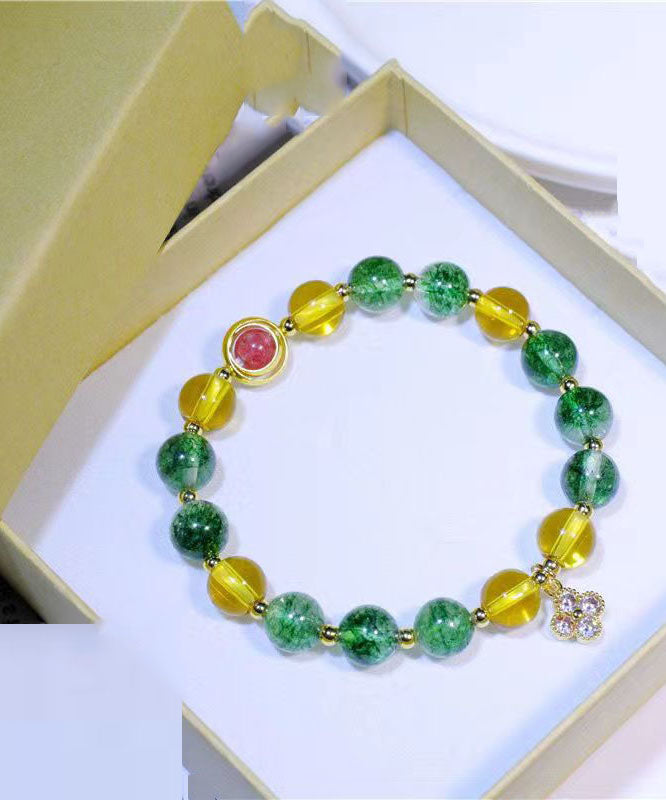 Pulsera acogedora de cristal verde amarillo suelto
